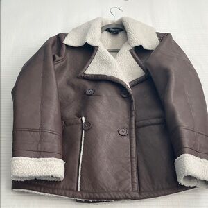 Jou Jou Oversized Faux Leather and Shearling Outerwear